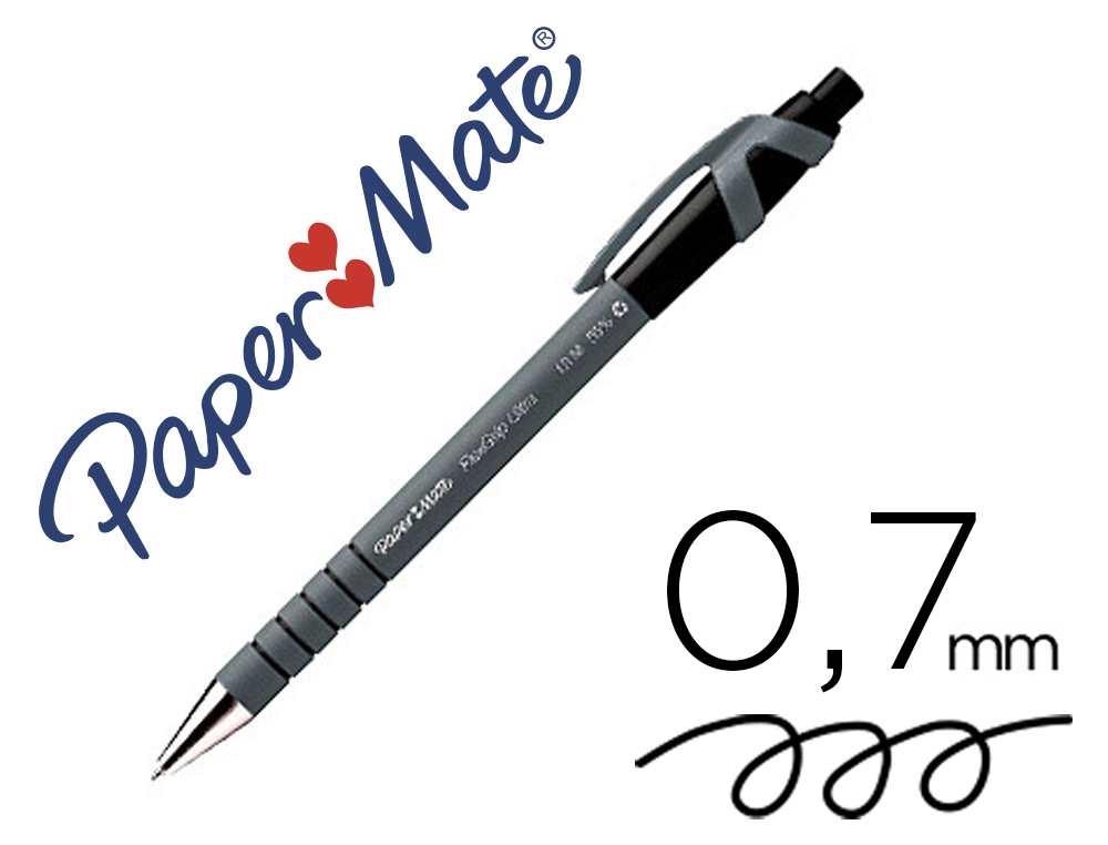 STYLO-BILLE PAPER MATE FLEXGRIP ULTRA CRITURE MOYENNE 0.7MM ENCRE DOUCE CORPS STRI ANTI-GLISSE RTRACTABLE NOIR