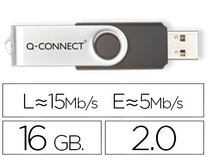 CL USB Q-CONNECT 2.0 16GB VITESSE LECTURE 18MB/S CRITURE 8MB/S CAPUCHON ROTATIF