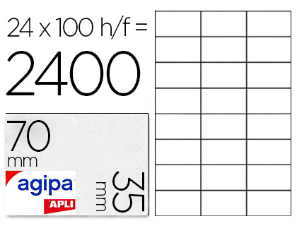 TIQUETTE ADHSIVE APLI AGIPA MULTI-USAGE 70X35MM TOUTE IMPRIMANTE BOTE 2400 UNITS