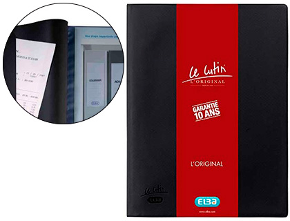 PROTGE-DOCUMENTS ELBA LE LUTIN COUVERTURE PVC SOUPLE 34/100E 20 POCHETTES 40 VUES COLORIS NOIR