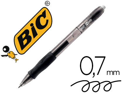 STYLO-BILLE BIC GELOCITY ORIGINAL POINTE MOYENNE 0,7MM ENCRE GEL RETRACTABLE         RECHARGEABLE COLORIS NOIR