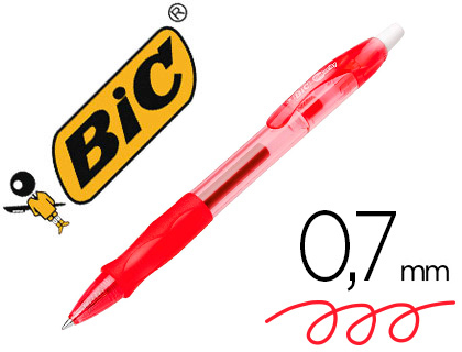 STYLO-BILLE BIC GELOCITY ORIGINAL POINTE MOYENNE 0,7MM ENCRE GEL RETRACTABLE         RECHARGEABLE COLORIS ROUGE