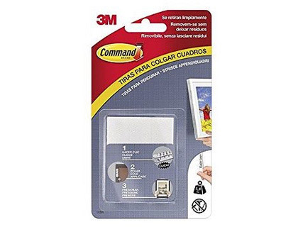 LANGUETTE 3M COMMAND ADHSIVE MOYENNE ACCROCHE TABLEAU SUPPORTE 5.4KG COLORIS BLANC BLISTER 8 UNITS