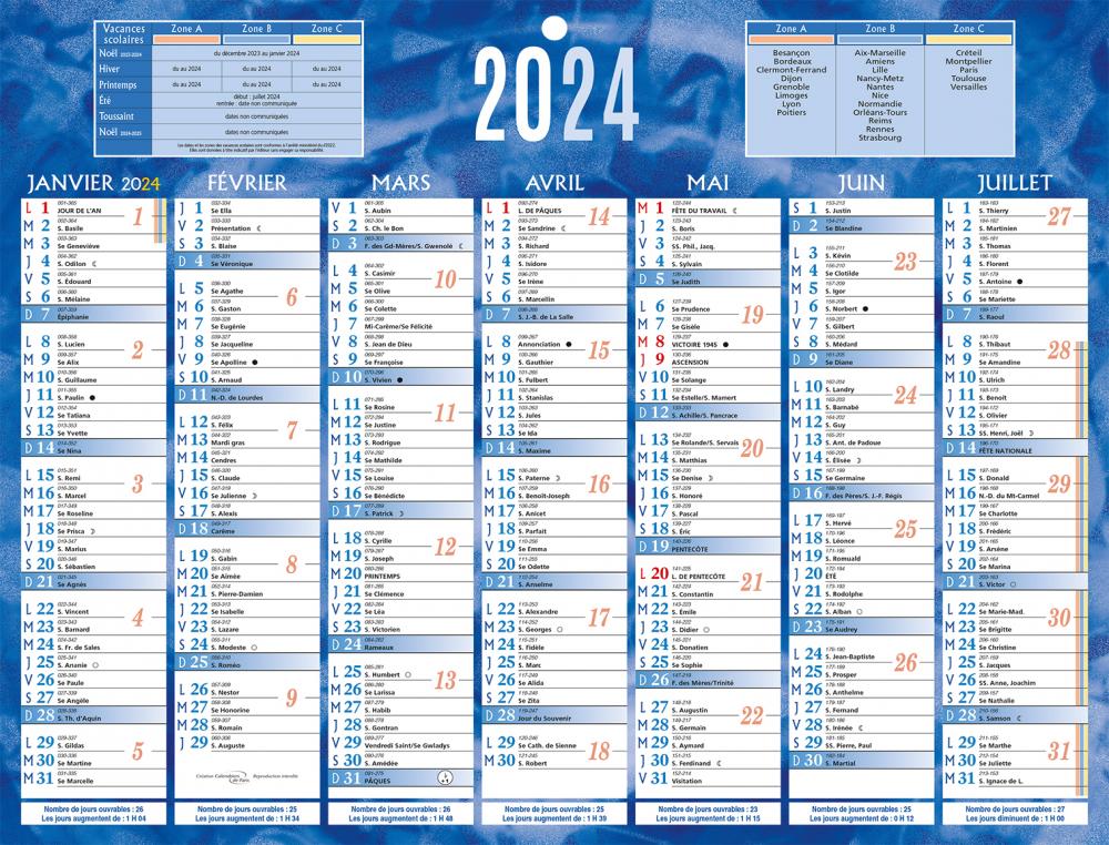 CALENDRIER 2X7M 21X26.5CM BLEUCALENDRIER BANCAIRE BLEU 26,5X21 CM